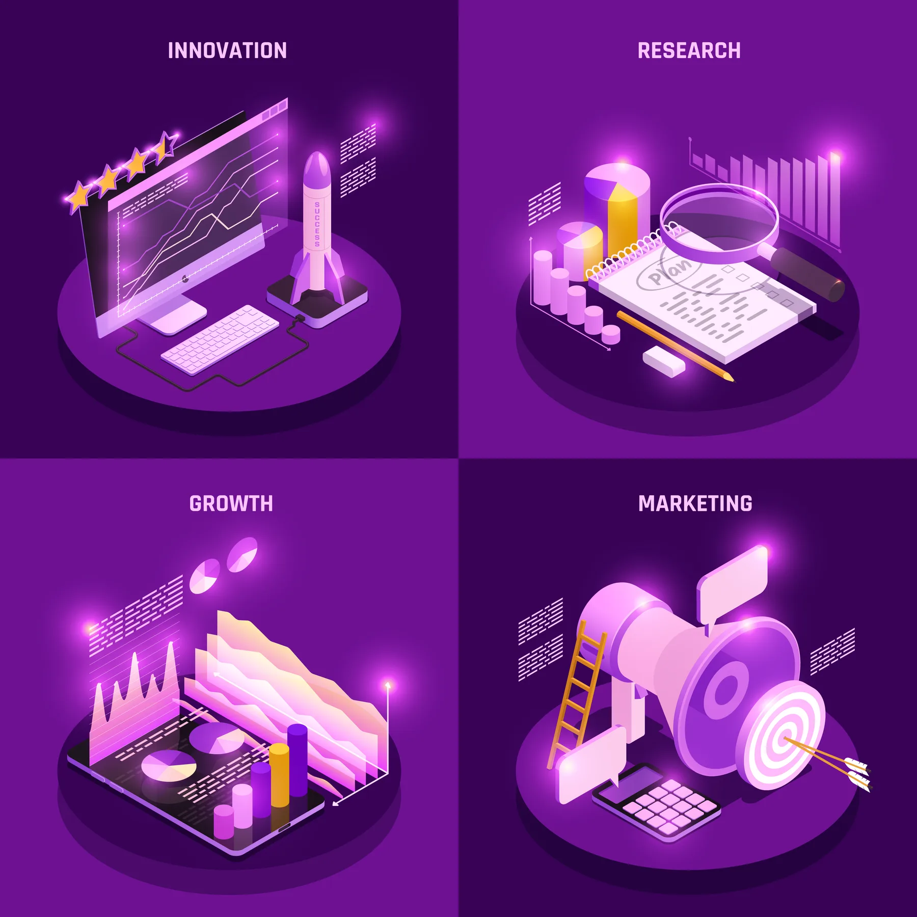 Content Marketing Strategist 3D illustration with digital marketing icons